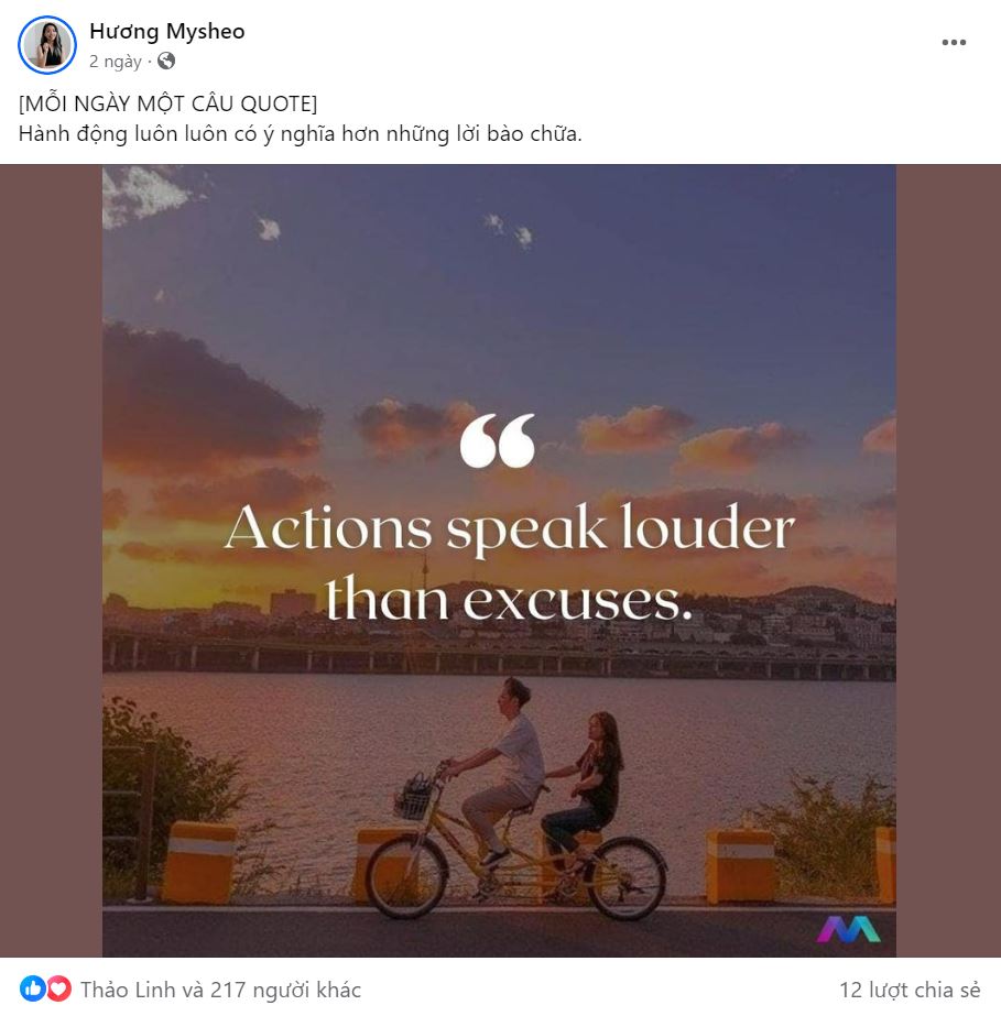 Nội dung trích dẫn trên fanpage