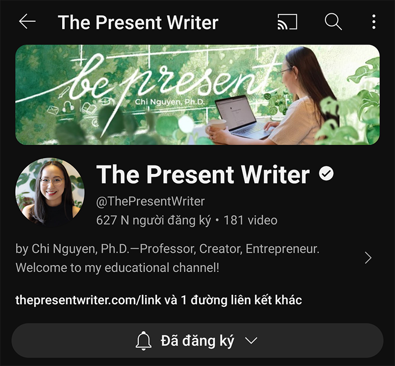 Kênh youtube the present writer