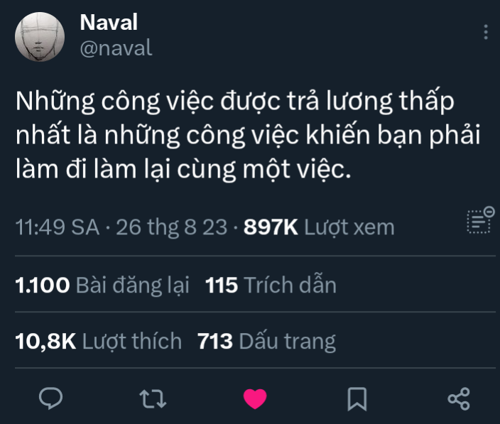Công việc trả lương thấp nhất là công việc lặp đi lặp lại - naval