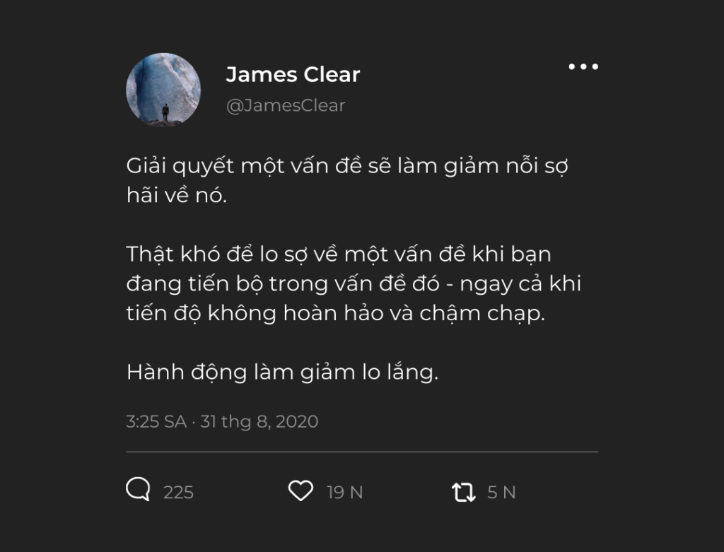 giải quyết vấn đề sẽ làm giảm nỗi sợ hãi về nó