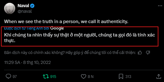 Khi chúng ta nhìn thấy sự thật ở một người, chúng ta gọi đó là tính xác thực