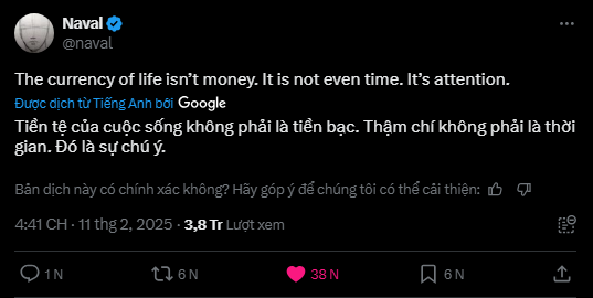 Sự chú ý là tiền tệ.