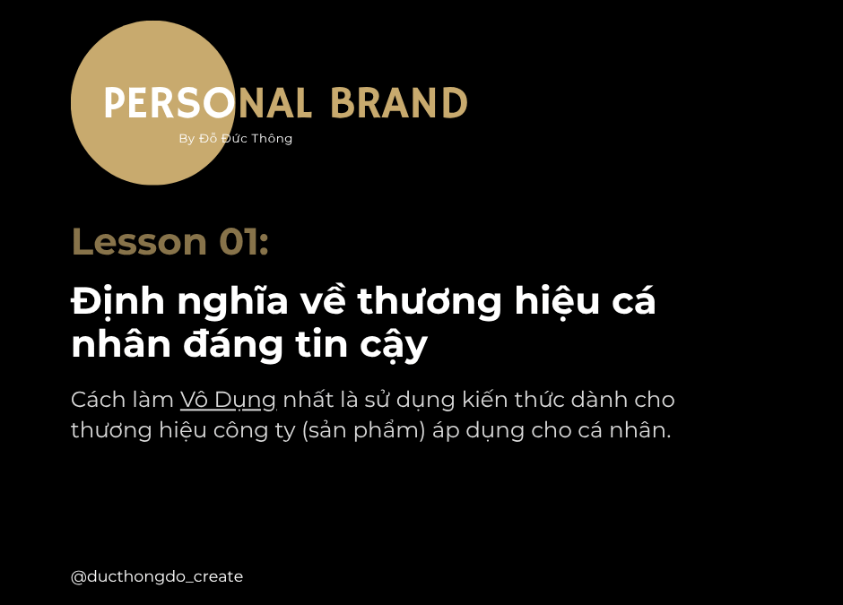 Lesson 01: Định nghĩa về thương hiệu cá nhân đáng tin cậy