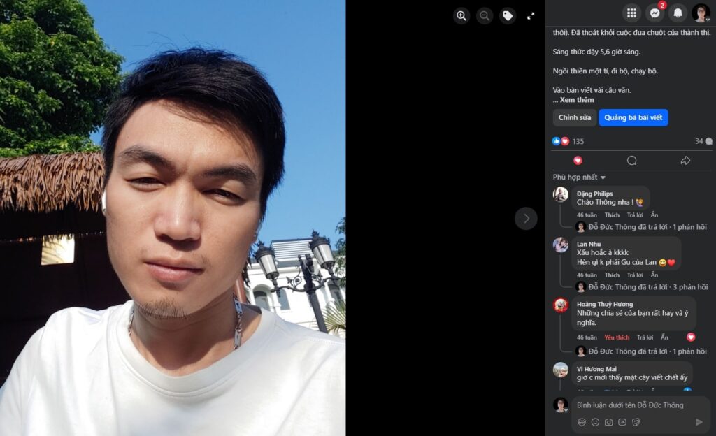 Tôi xuất hiện lần đầu trên facebook